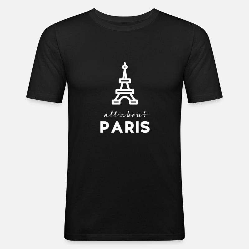 Paris - Männer Slim Fit T-Shirt - Schwarz
