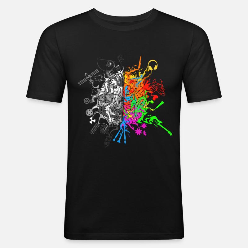 Gehirn / Brain halves functions - Männer Slim Fit T-Shirt - Schwarz