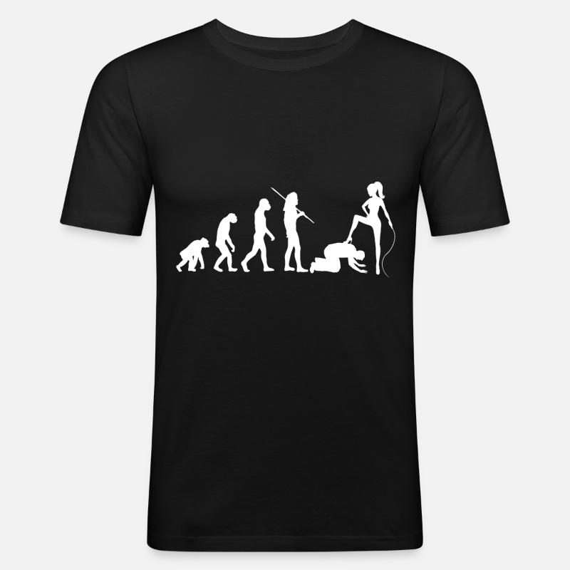 Evolution - Domina und Sklave - Männer Slim Fit T-Shirt - Schwarz