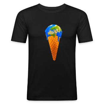Glace au réchauffement climatique - T-shirt près du corps Homme - noir - Devant - Nik (191cm)