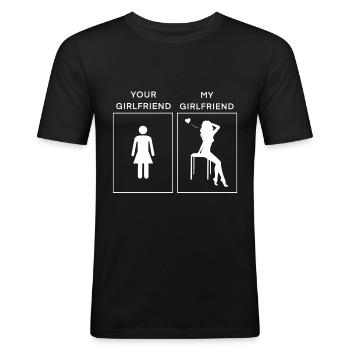 Votre fille - My Girlfriend - T-shirt près du corps Homme - noir - Devant - Nik (191cm)