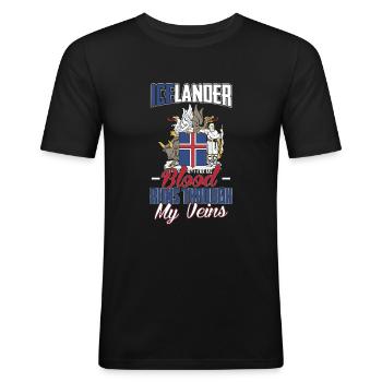 Islande - T-shirt près du corps Homme - noir - Devant - Nik (191cm)