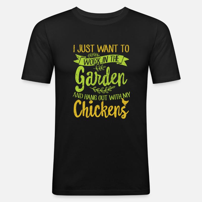 Gartenarbeit und Hühner - Männer Slim Fit T-Shirt - Schwarz