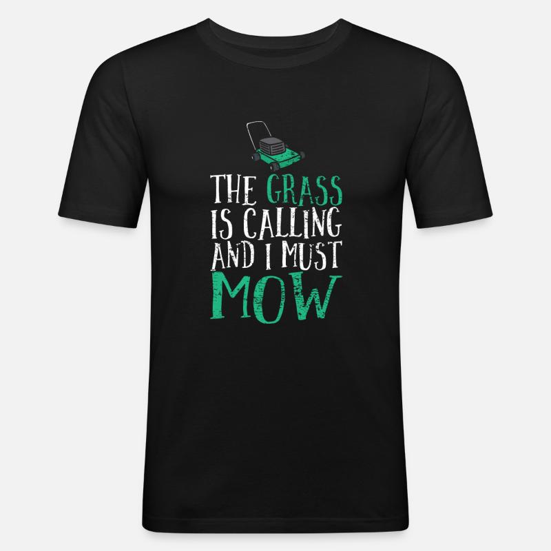 Rasenmähen - Männer Slim Fit T-Shirt - Schwarz