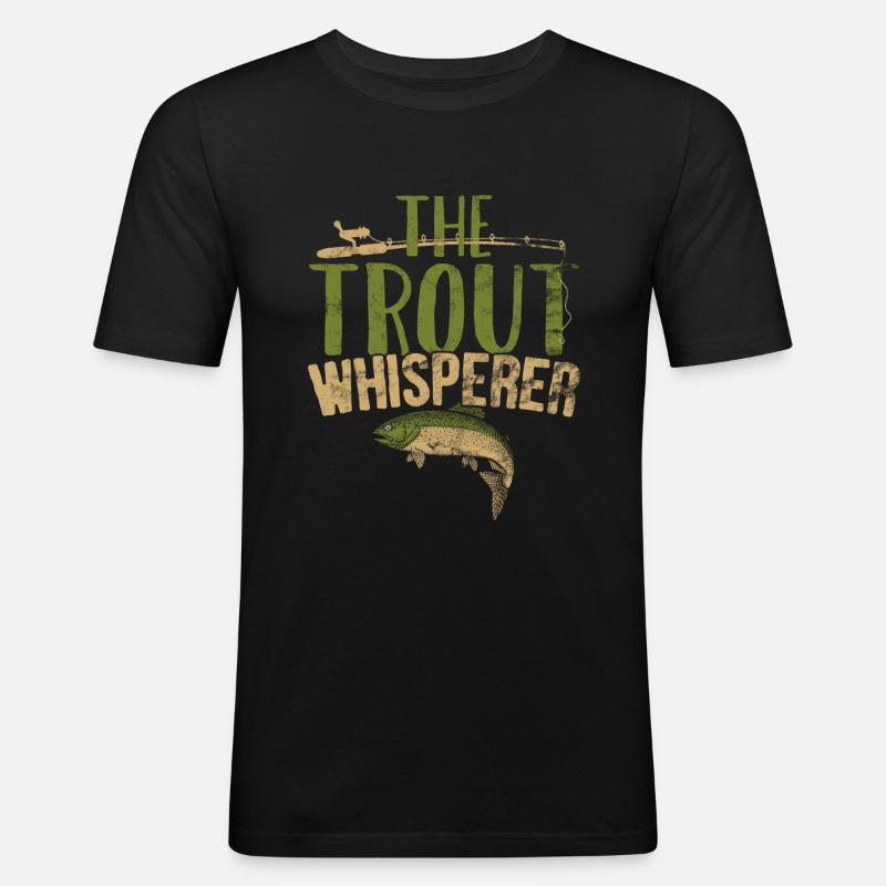 Fisch Flüsterer Forelle - Männer Slim Fit T-Shirt - Schwarz