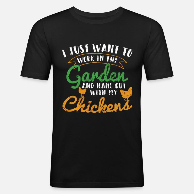 Ogrodnictwo - Obcisła koszulka męska - czarny