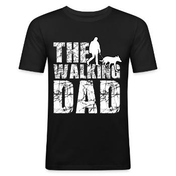 The walking dad - Männer Slim Fit T-Shirt - Schwarz - Vorne - Nik (191cm)