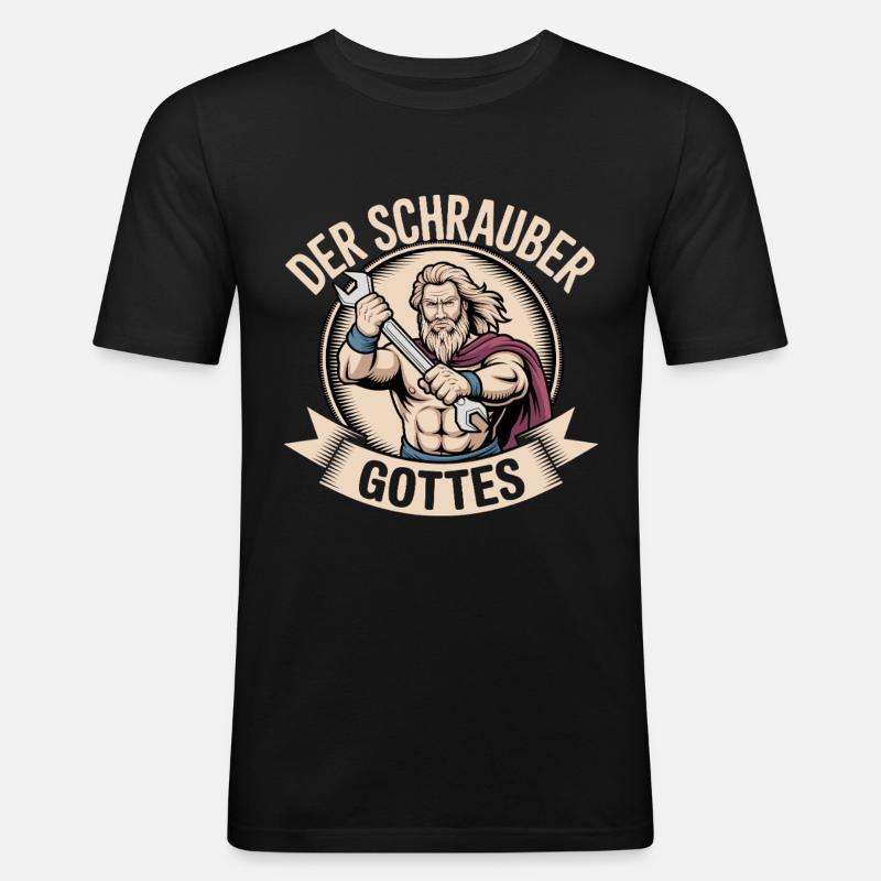 Der Schrauber Gottes - Männer Slim Fit T-Shirt - Schwarz