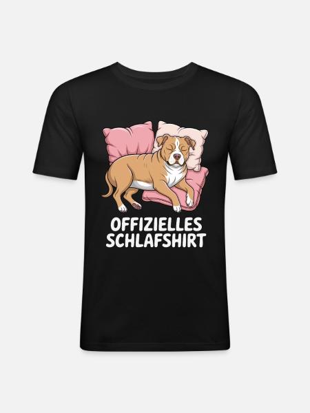 Offizielles Schlafshirt pitbull - Männer Slim Fit T-Shirt - Schwarz