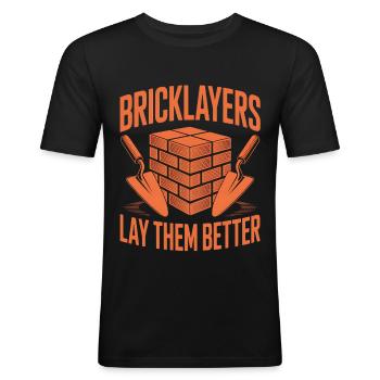 Lustiger Maurer Spruch Bauhumor - Männer Slim Fit T-Shirt - Schwarz - Vorne - Nik (191cm)