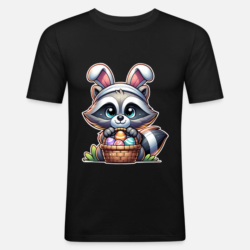 Raccoon Easter Easter Basket - Men's Slim Fit T-Shirt - black