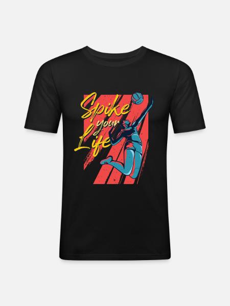 Beachvolleyball - Männer Slim Fit T-Shirt - Schwarz