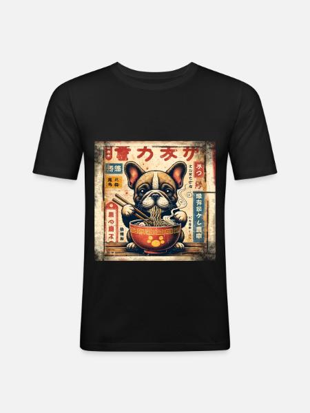 French Bulldog Ramen - Men's Slim Fit T-Shirt - black
