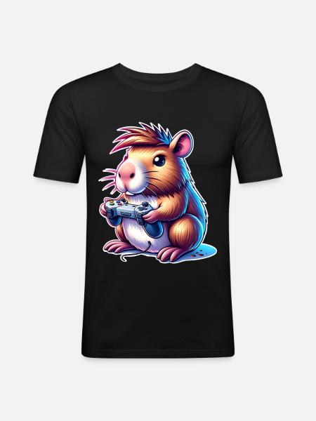 Capybara Gaming - Men's Slim Fit T-Shirt - black