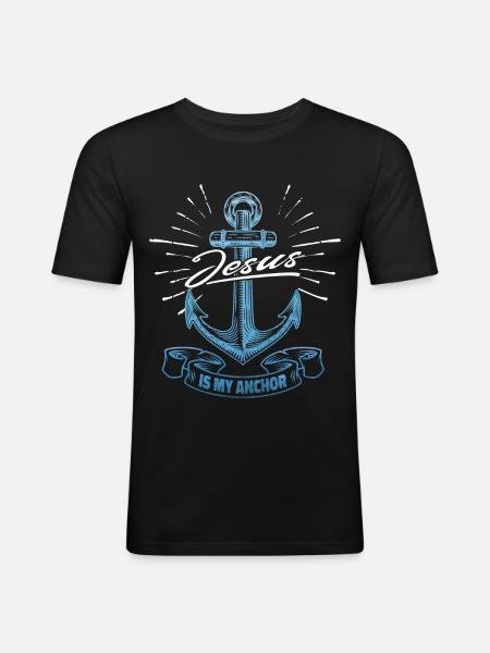 Jesus is my anchor - Men's Slim Fit T-Shirt - black