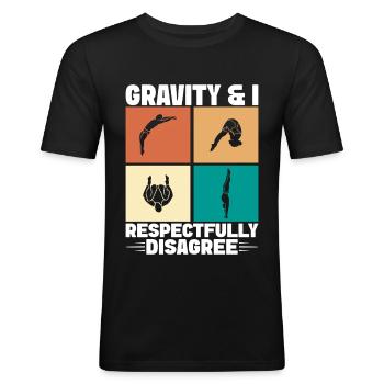 Plongeoir - T-shirt près du corps Homme - noir - Devant - Nik (191cm)
