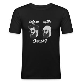 CORONA COVID PANDEMIC Bald Head Bald Barber - Men's Slim Fit T-Shirt - black - Front - Nik (191cm)