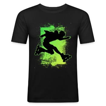 Rollerblades rollers - T-shirt près du corps Homme - noir - Devant - Nik (191cm)