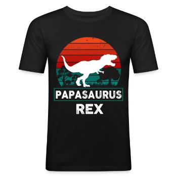 Papasaurus Rex Humour Dinosaure Trex - T-shirt près du corps Homme - noir - Devant - Nik (191cm)