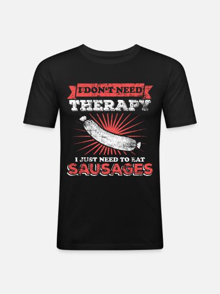 Würstchen Wurst Fleisch - Männer Slim Fit T-Shirt - Schwarz