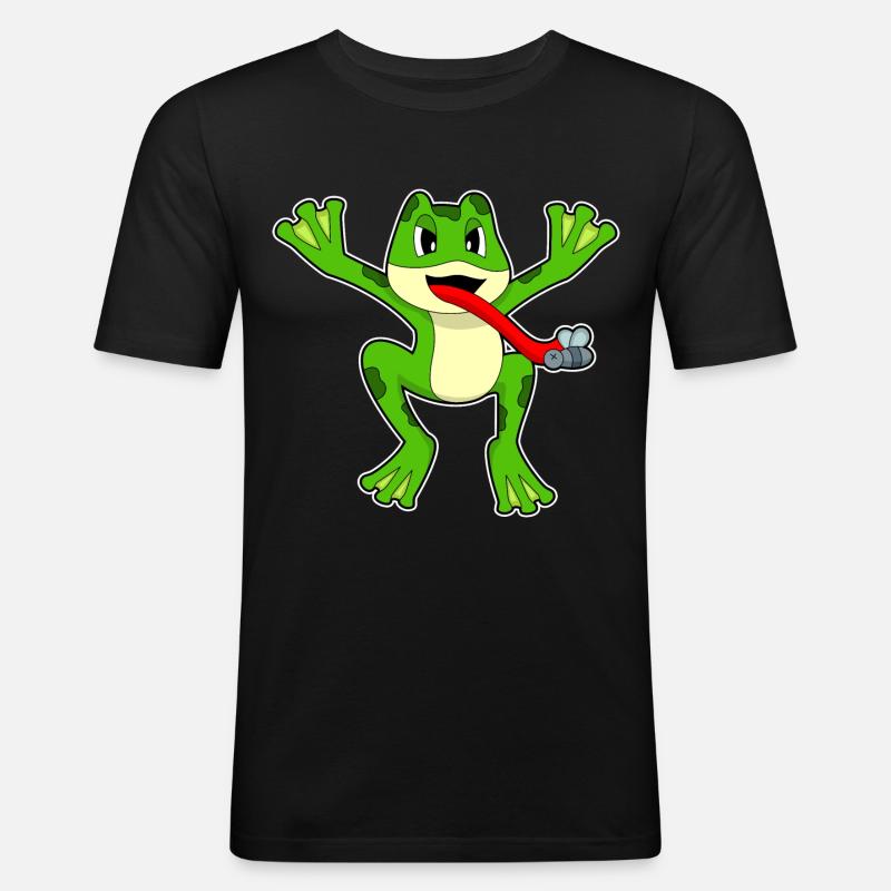 Frosch Fliege - Männer Slim Fit T-Shirt - Schwarz