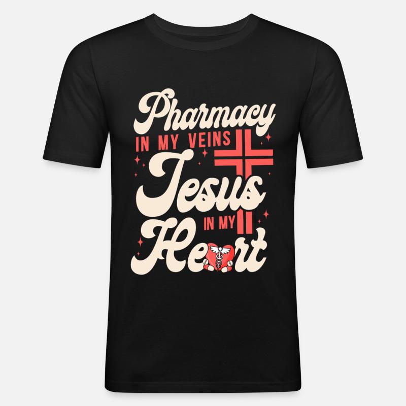Pharmacy Tech Technician - Männer Slim Fit T-Shirt - Schwarz