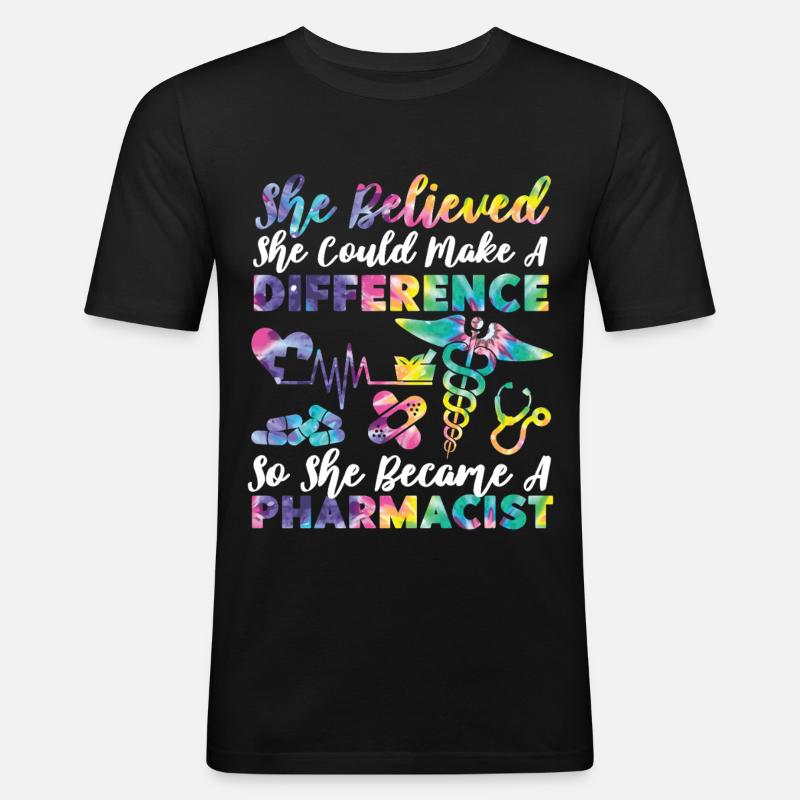 Pharmacy Tech Technician - Männer Slim Fit T-Shirt - Schwarz