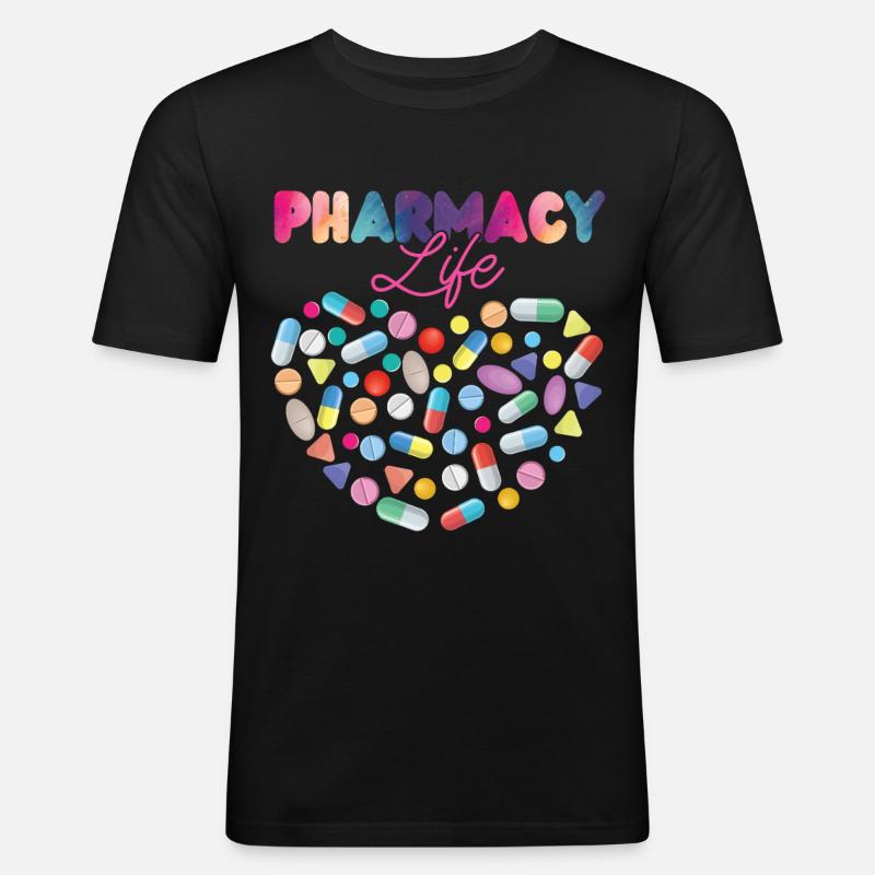 Pharmacy Tech Technician - Männer Slim Fit T-Shirt - Schwarz