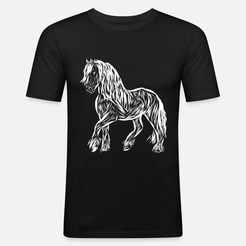 Pferd - Männer Slim Fit T-Shirt - Schwarz