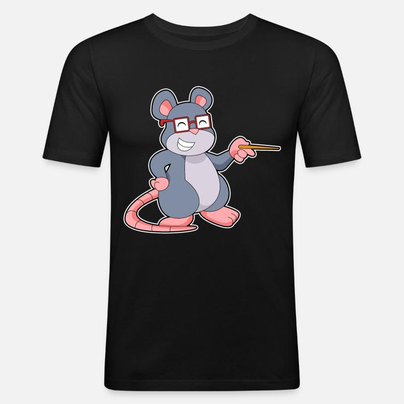 Maus Lehrer Pointer - Männer Slim Fit T-Shirt - Schwarz