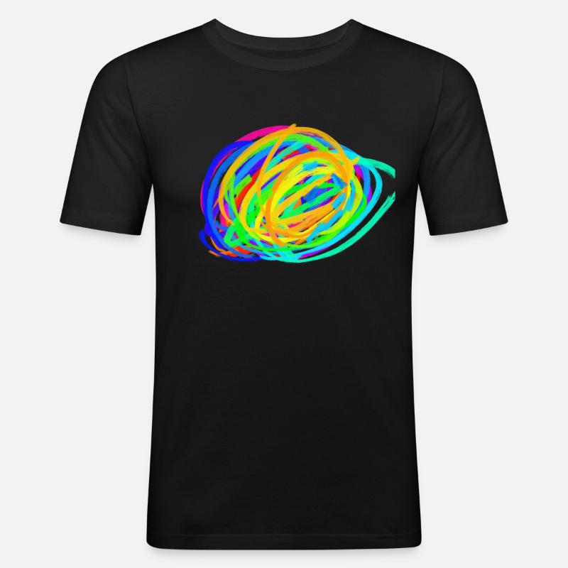 Bunte Explosion - Männer Slim Fit T-Shirt - Schwarz