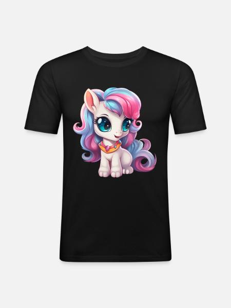 small pony in blue pink - Men's Slim Fit T-Shirt - black