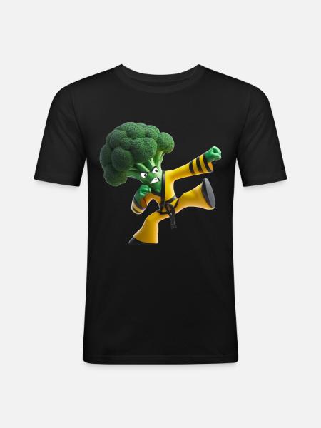 Broccoli kung fu fighter - Men's Slim Fit T-Shirt - black