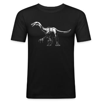 Dinosaurier Dino Beipiaosaurus Urzeit Geschenk - Männer Slim Fit T-Shirt - Schwarz - Vorne - Nik (191cm)