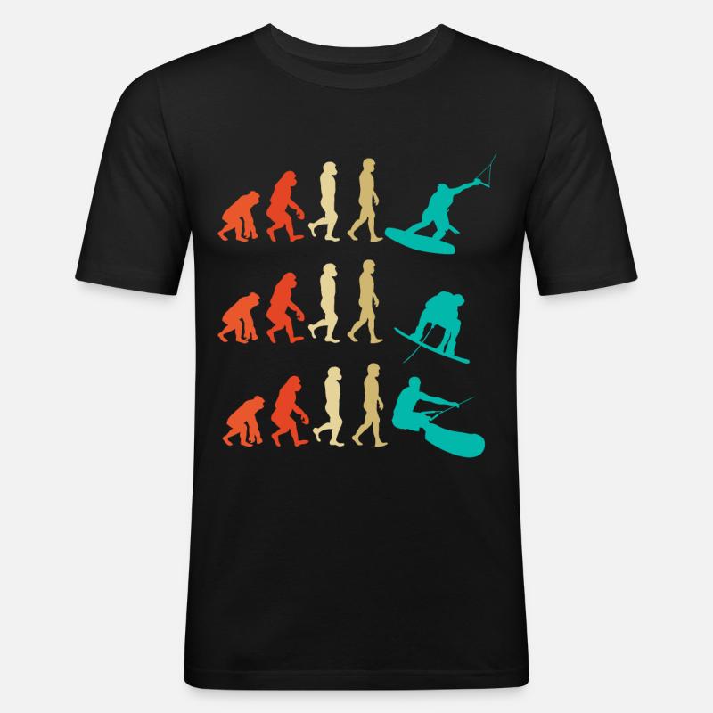 Wakeboarding Evolution Geschenk - Männer Slim Fit T-Shirt - Schwarz