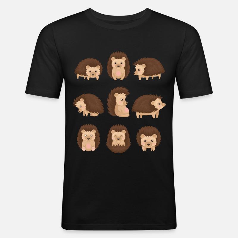 Igel - Männer Slim Fit T-Shirt - Schwarz