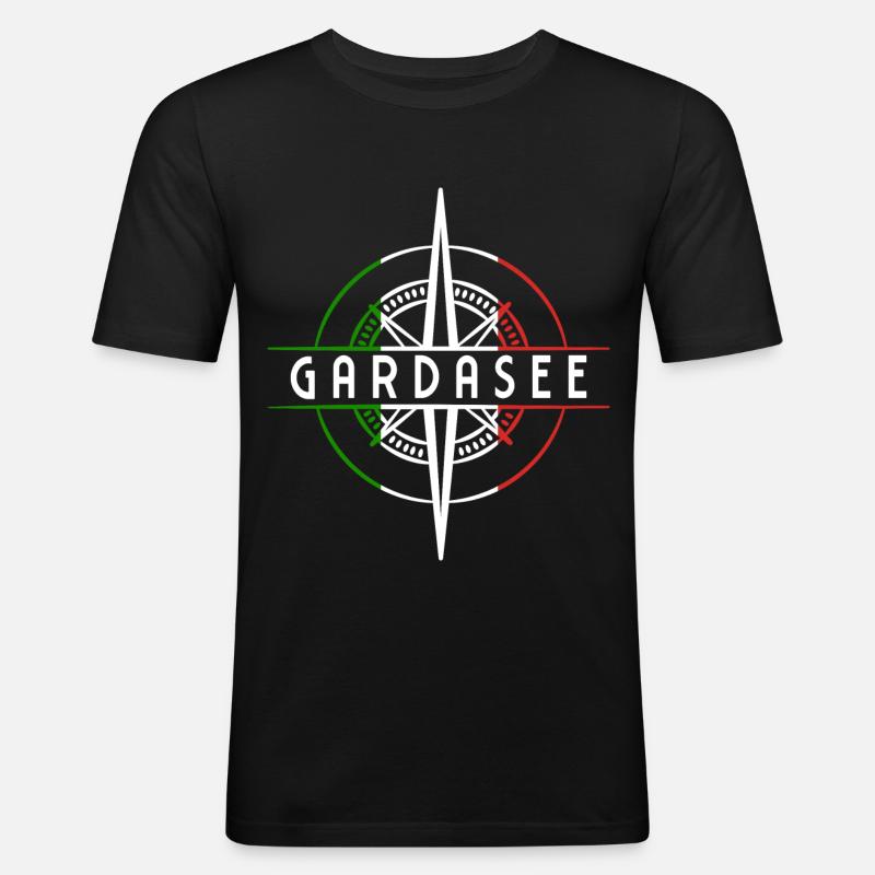 Gardasee - Männer Slim Fit T-Shirt - Schwarz