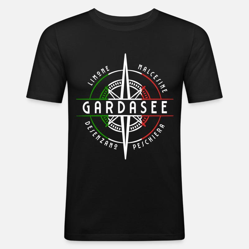 Gardasee - Männer Slim Fit T-Shirt - Schwarz