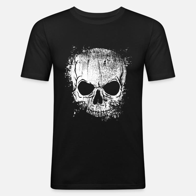 grungy skull - Männer Slim Fit T-Shirt - Schwarz