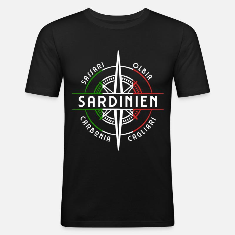 Sommer Sardinien - Männer Slim Fit T-Shirt - Schwarz