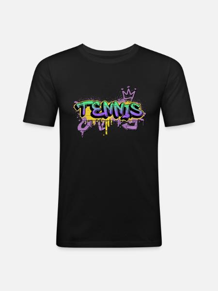 Tennis Graffiti Spray Sprayer Player Sports - Men's Slim Fit T-Shirt - black