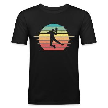 Handballspielerin Handballerin Frauen Handball - Männer Slim Fit T-Shirt - Schwarz - Vorne - Nik (191cm)