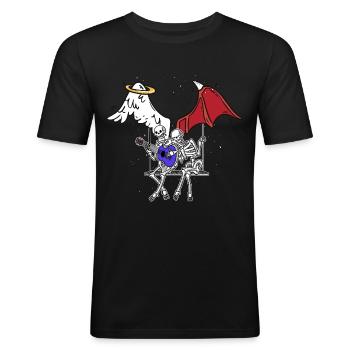 Engel Teufel Skelett Horror Fantasy Dark Musiker - Männer Slim Fit T-Shirt - Schwarz - Vorne - Nik (191cm)