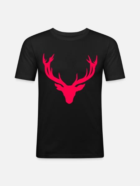 Hirschkopf – Für Jäger & Naturfreunde - Männer Slim Fit T-Shirt - Schwarz