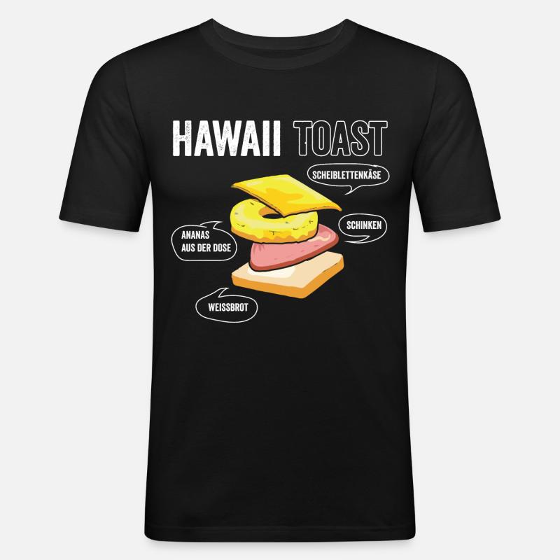 Hawaii Toast - Männer Slim Fit T-Shirt - Schwarz