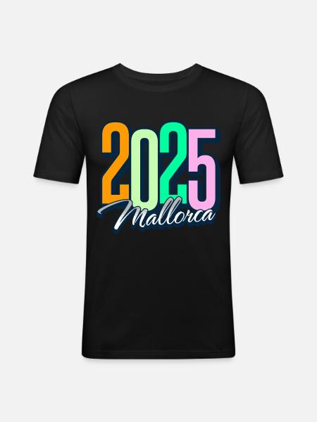2025 Mallorca - Männer Slim Fit T-Shirt - Schwarz