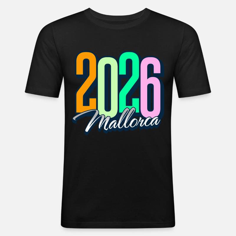 2026 Mallorca - Männer Slim Fit T-Shirt - Schwarz