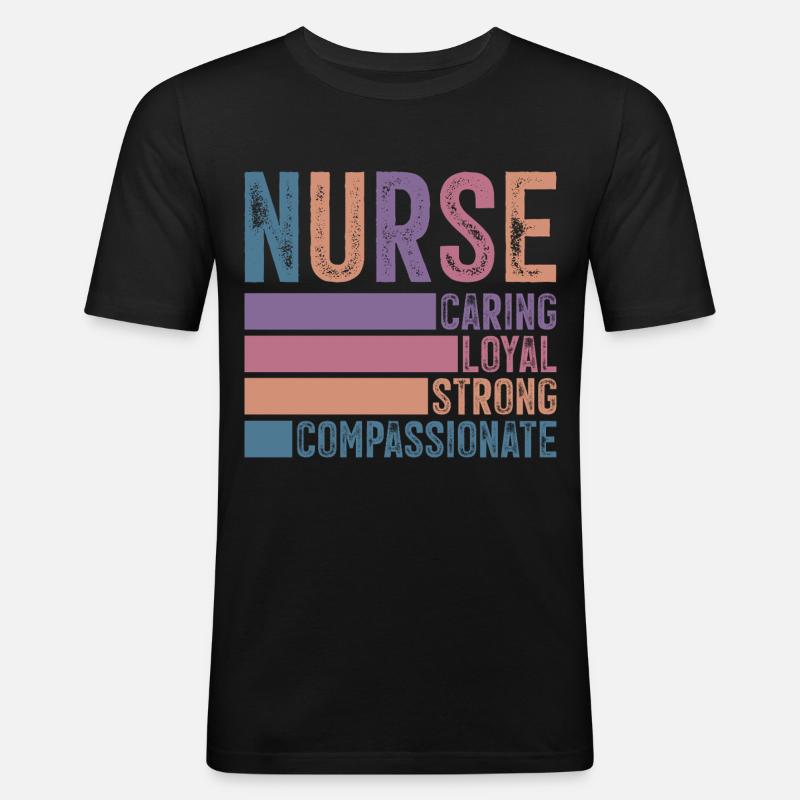 Nurse - Männer Slim Fit T-Shirt - Schwarz
