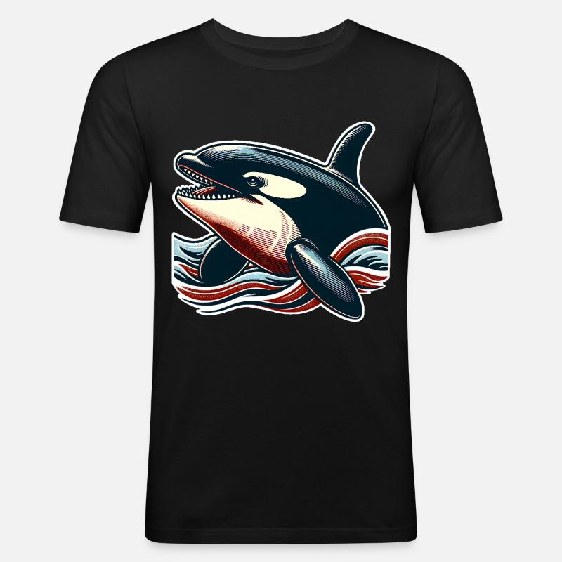 Orca Schwertwal - Männer Slim Fit T-Shirt - Schwarz