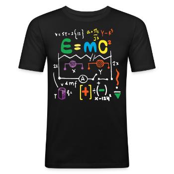 Physik Relativitätstheorie Formel - Männer Slim Fit T-Shirt - Schwarz - Vorne - Nik (191cm)